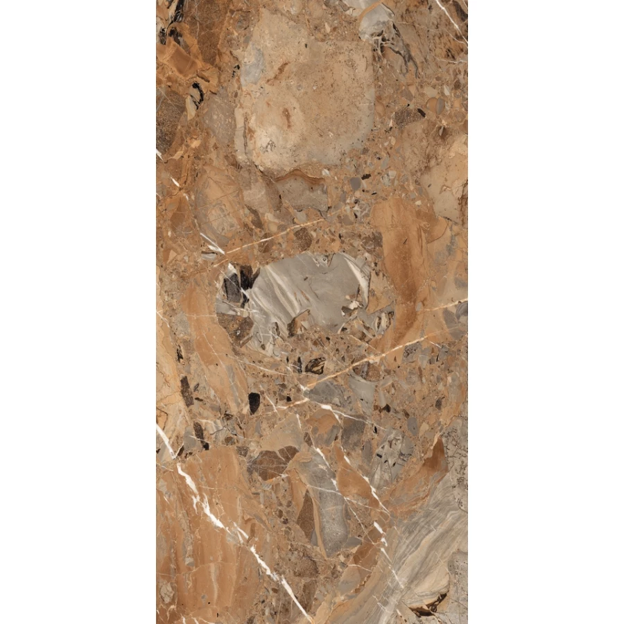 Керамогранит Maimoon Ceramica HG Glossy Breccia Fantastico Brown HGGF00007 160x80 см