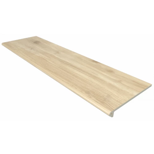 Ступень из керамогранита Gres de Aragon Rodeno Peldaño Redondo 120 Roble Liso матовая бежевая 970466 120х33 см