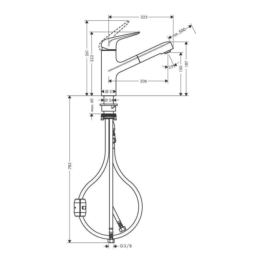 Смеситель для кухни Hansgrohe Focus M42 хром 71814000