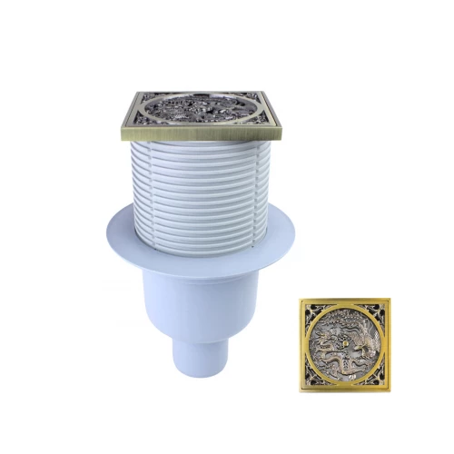 Трап Bronze de Luxe вертик выход с дизайн-решеткой Дракон 21986-57