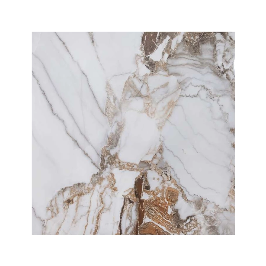 Керамогранит Planet Ceramics UK-844 глянцевый с золотом белый 80х80 см