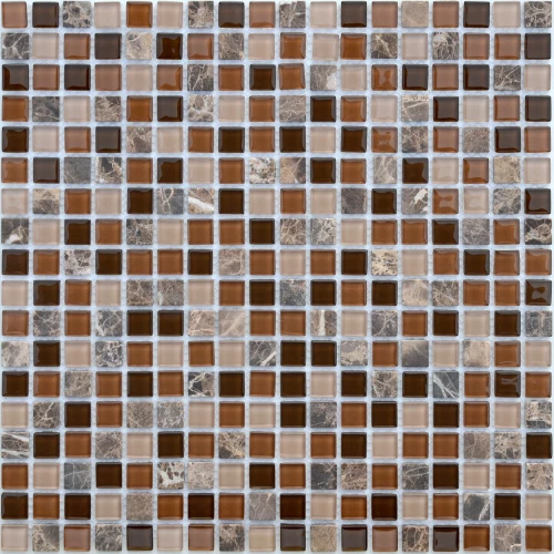 Мозаика из стекла и натурального камня Caramelle Mosaic Andorra коричневый 30,5x30,5 см