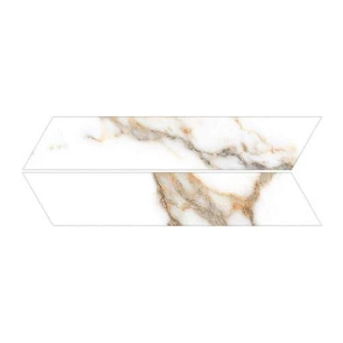 Керамогранит Goetan Chevron Marmorea Calacatta Gold матовый белый 40х8 см