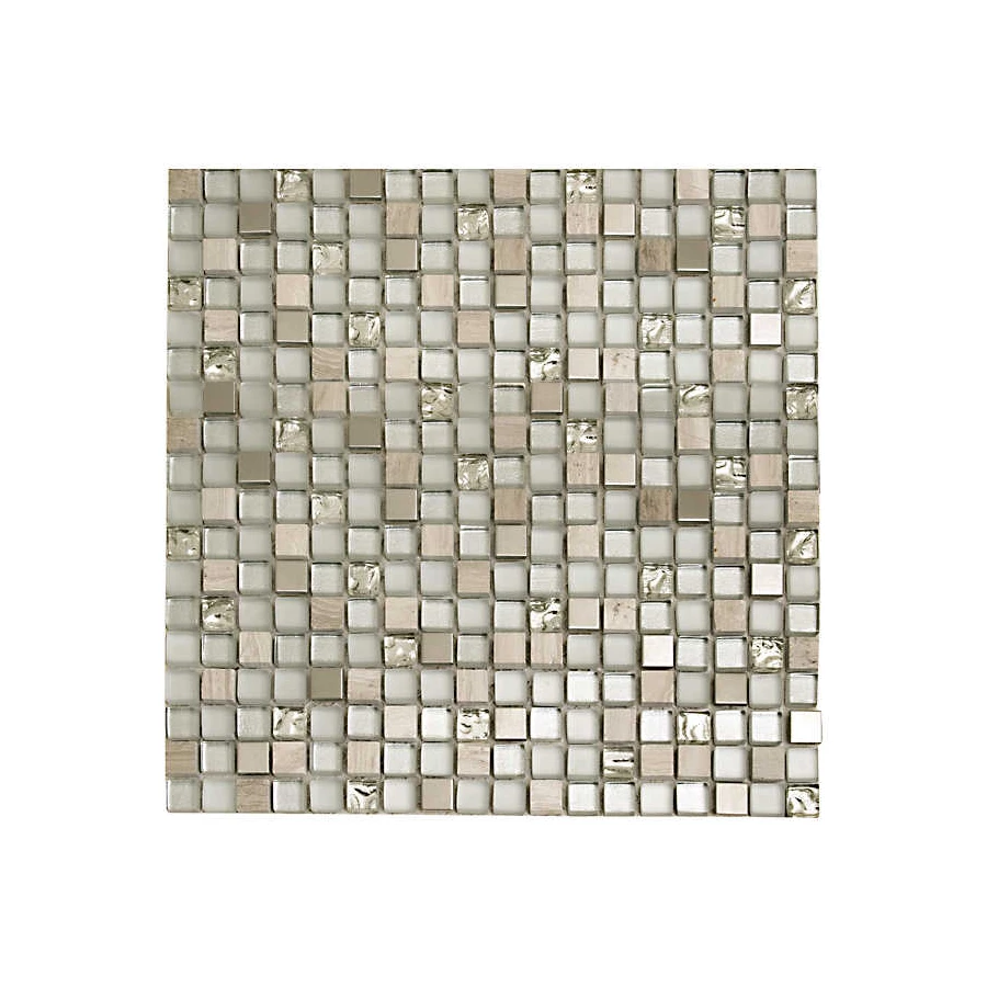 Мозаика Tonomosaic SIW21 из стекла, камня и металла, бело-голубая, серая 30,1*30,1 см