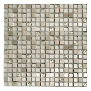 Мозаика Tonomosaic SIW21 из стекла, камня и металла, бело-голубая, серая 30,1*30,1 см