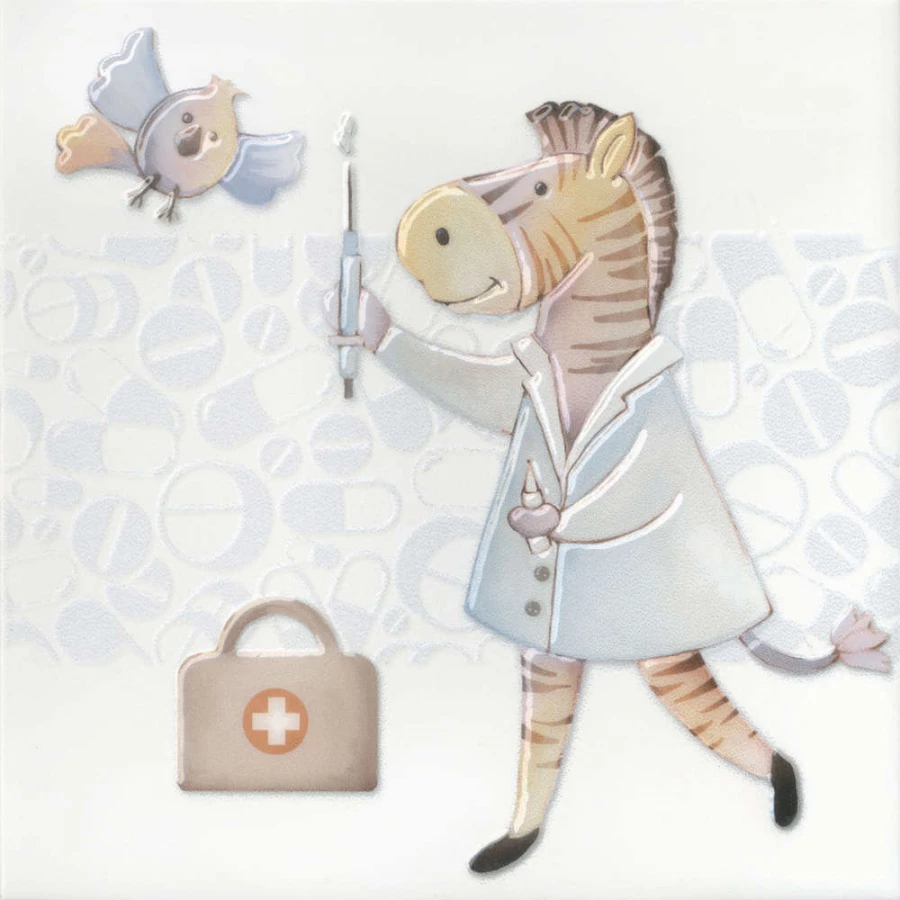 Декор Kerama Marazzi Айболит 5 полуматовый белый VT/A505/5009 20x20 см