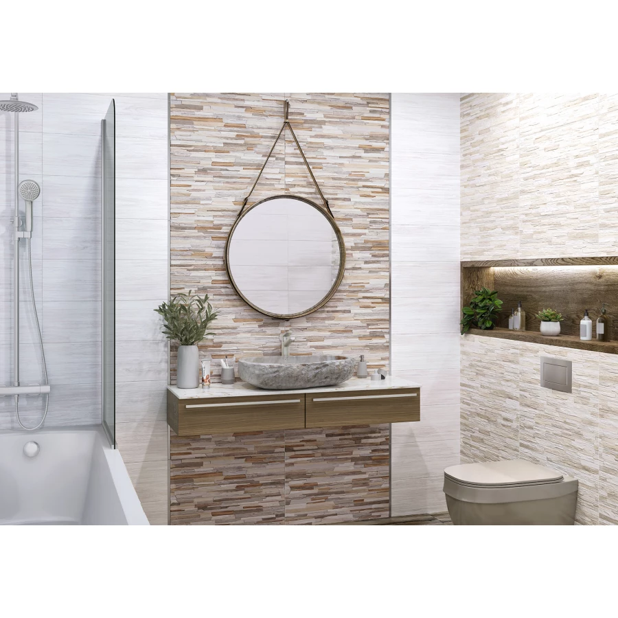 Плитка настенная ALMA Ceramica Arteo матовая рельефная TWA11ART000 60х20 см