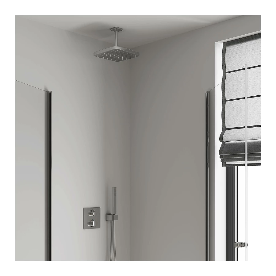 Верхний душ Grohe Tempesta Cube 250 квадратный низ хром верх белый Душевой кронштейн потолочный хром 26688000 142 мм