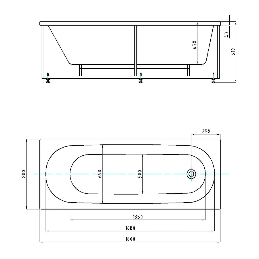 Ванна Aquatek Оберон OBR180-0000141 180х80 см