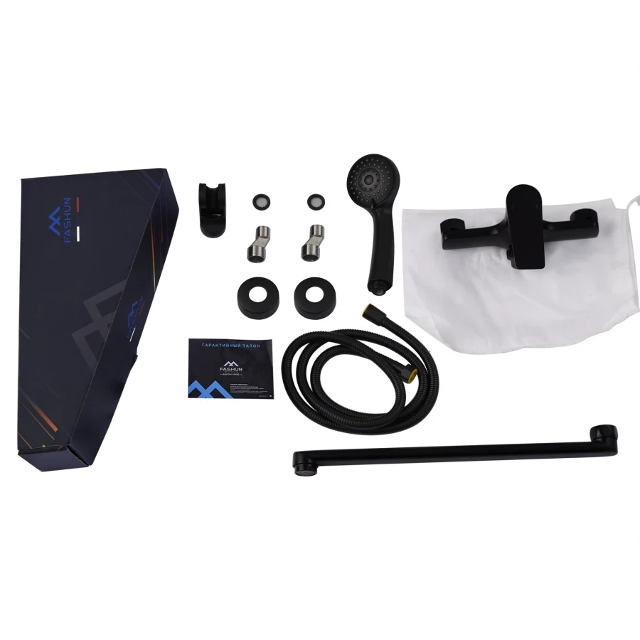 Смеситель Fashun ванно-душевой черный A2286-7