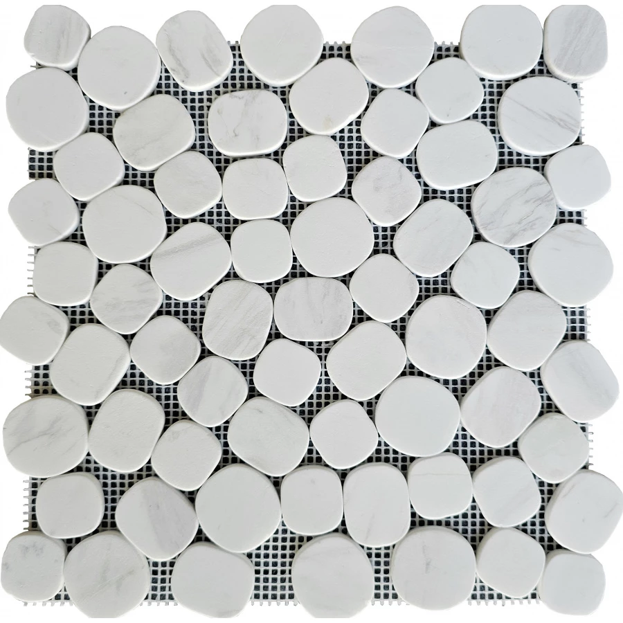 Мозаика Pixel mosaic Мрамор Volakas White чип произвольный сетка Матовая PIX 310 30х30 см