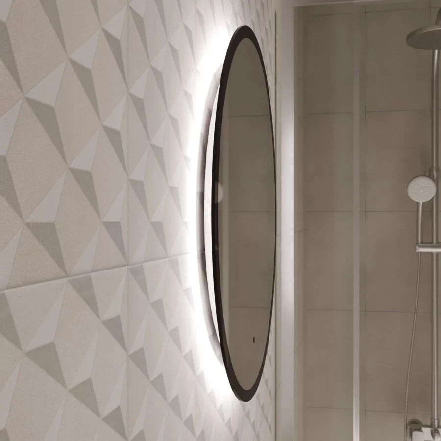 Зеркало MixLine Монако бесконтактный сенсор светодиодная подсветка черная окантовка 553346 60x60 см