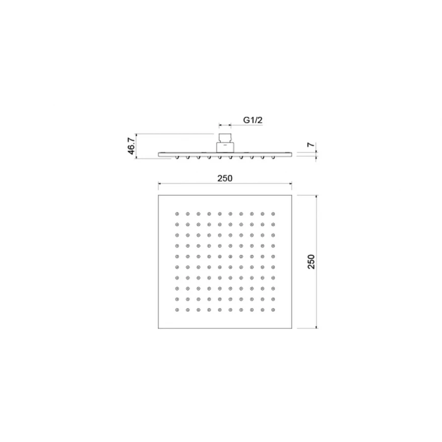 Квадратный верхний душ Aquatek AQ2076CR 250*250*7 мм