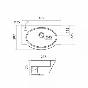 Раковина Santek Форум отверстие слева 1.WH11.0.542 45,5х28,7 см