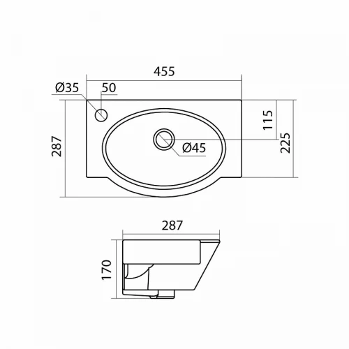 Раковина Santek Форум отверстие слева 1.WH11.0.542 45,5х28,7 см