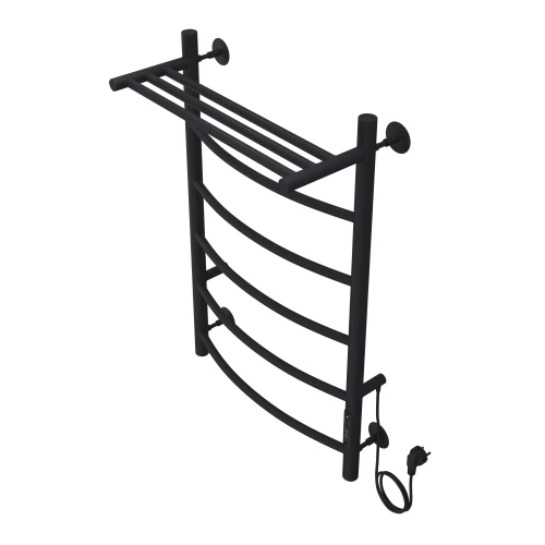 Полотенцесушитель электрический Azario Verona 5 секций с полкой тен справа черный AZ04858PB 50x80 см