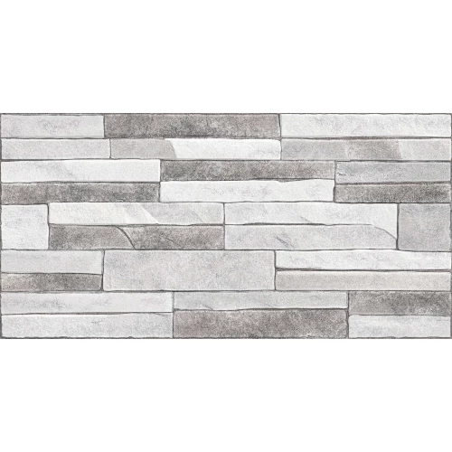 Плитка настенная Alma Ceramica Discover рельефная глянцевая серая TWU2550DCV17 50х24,9 см