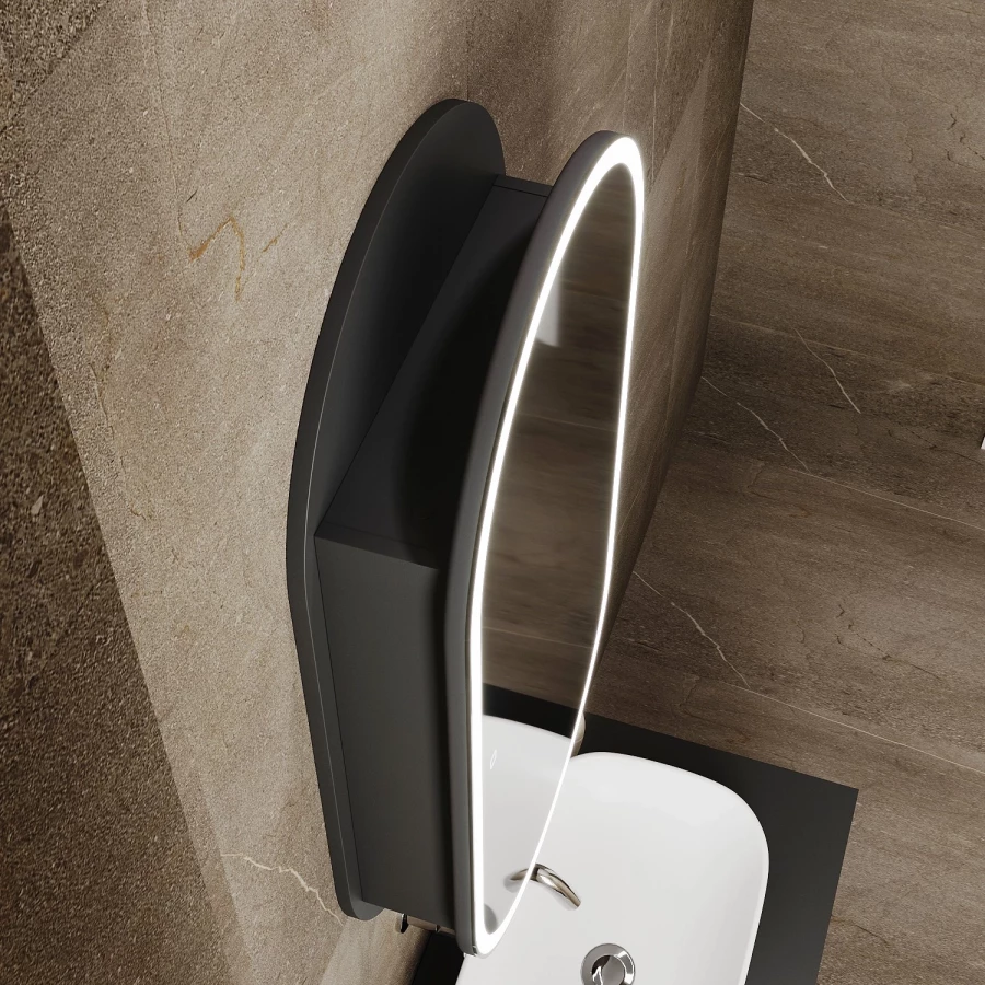 Зеркало-шкаф Silver Mirrors сенсорный выключатель Soho-BLACK LED-00002613 50x100 см