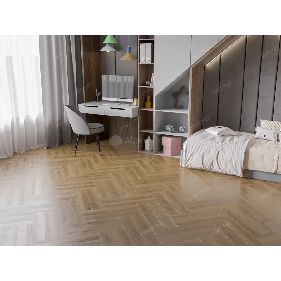 Каменный SPC ламинат Alpine Floor Norland Lagom Parquet Helig 1033-11 34 класс 3.5 мм 2.25 кв.м 60х12.5 см