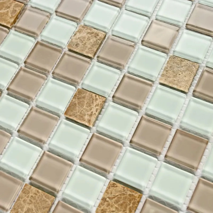 Мозаика Bonaparte Стеклянная мозаика Prestige 25х25 глянцевая бежевая 30х30 см