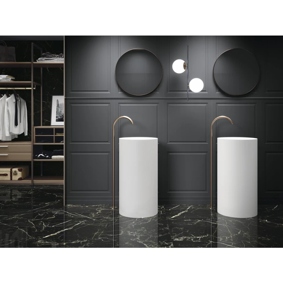 Бордюр настенный Ape Ceramica Bellagio Zocalo Nuvole матовый черный A042003 60х10 см