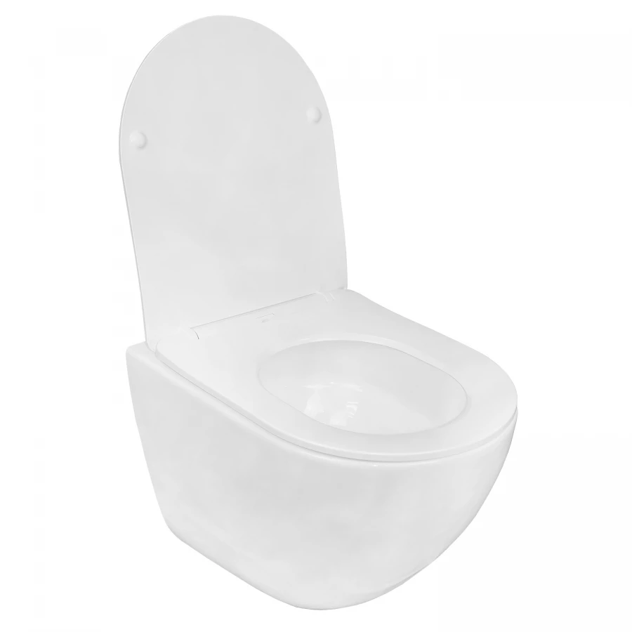 Унитаз подвесной Azario Trevi безободковый слив торнадо в комплекте с сидением микролифт белый AZ-0093UQ3 49.5х36х39 см