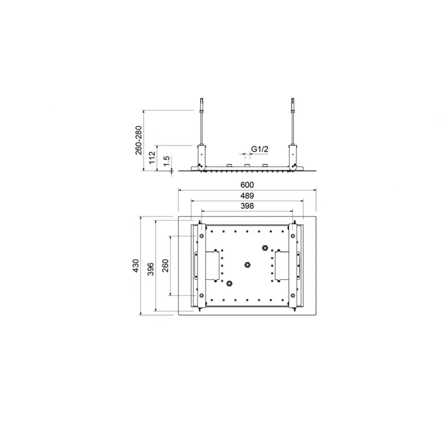 Верхний душ Aquatek 3 jet внешняя и скрытая часть AQ2083CR 600*430 мм