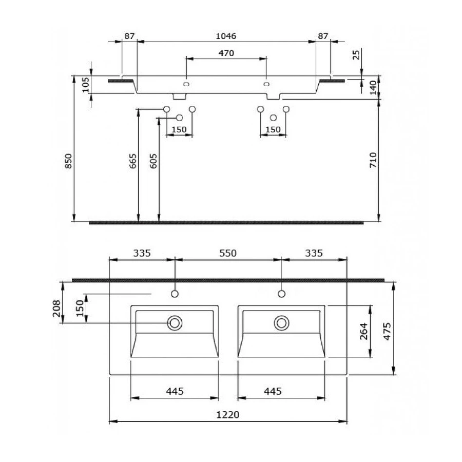 Раковина Bocchi Milano черная матовая 1111-004-0126 122 см