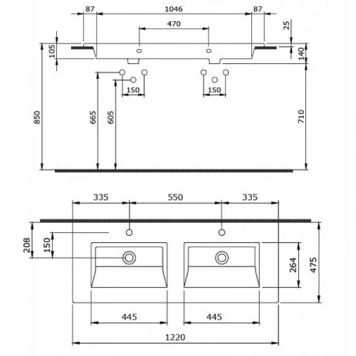 Раковина Bocchi Milano черная матовая 1111-004-0126 122 см