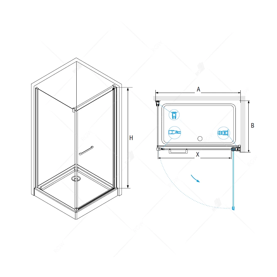 Душевой уголок RGW PA-48 PA-03 + Z-12 + держатель Прозрачное 04084860-11 60х100 см