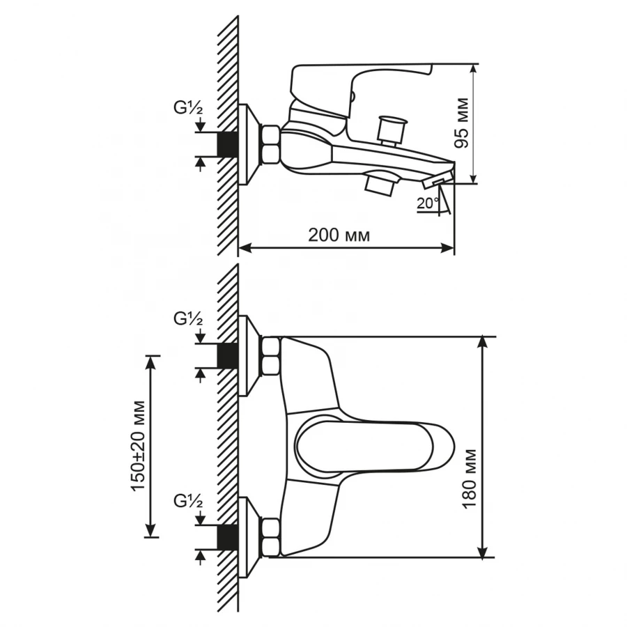Смеситель для ванны MixLine ML13-01 530482 хром