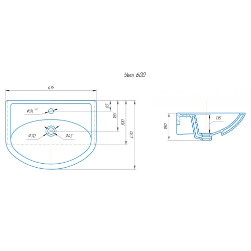 Умывальник Vigo Уют 60 4620008192772 61.5x46.5 см