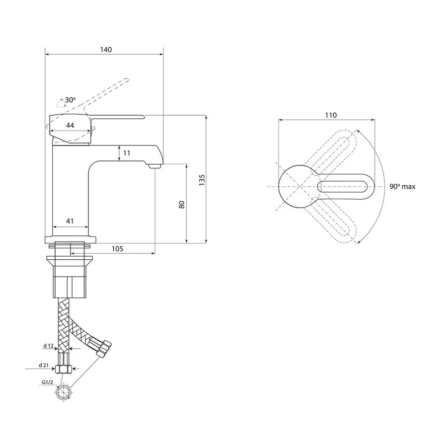Смеситель Славен для умывальника Город Т СЛ-ОД-Т10