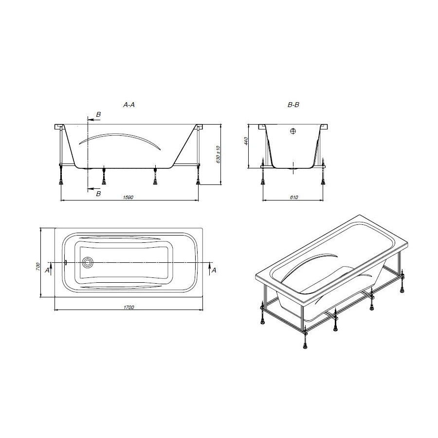 Ванна акриловая Roca Line прямоугольная Z.RU93.0.292.4 170х70 см
