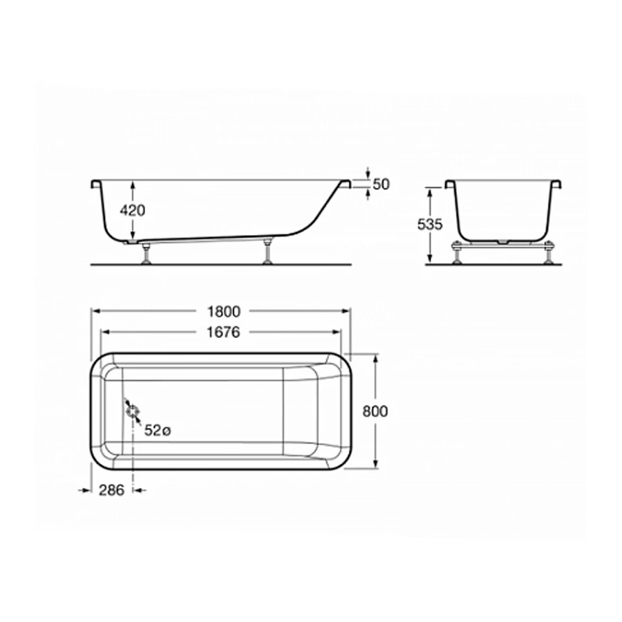 Ванна акриловая Roca Element встраиваемая 7.2477.0.400.0 180х80 см