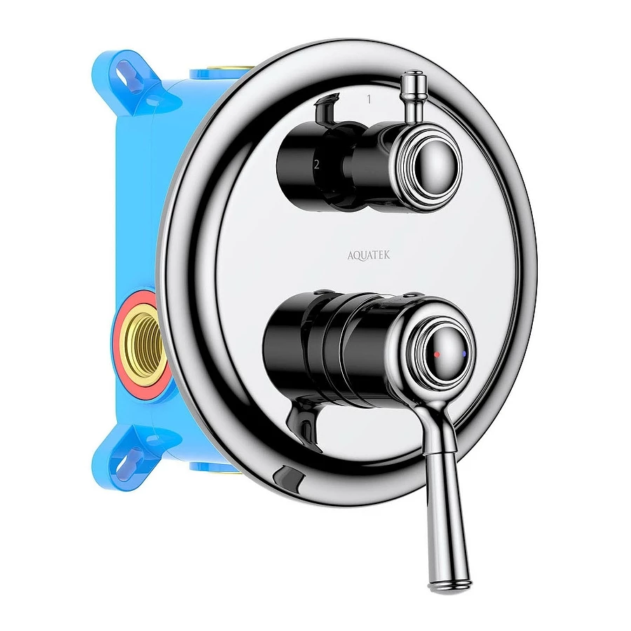 Смеситель Aquatek Классик для ванны 2 режима внешняя и скрытая часть хром AQ1546CR