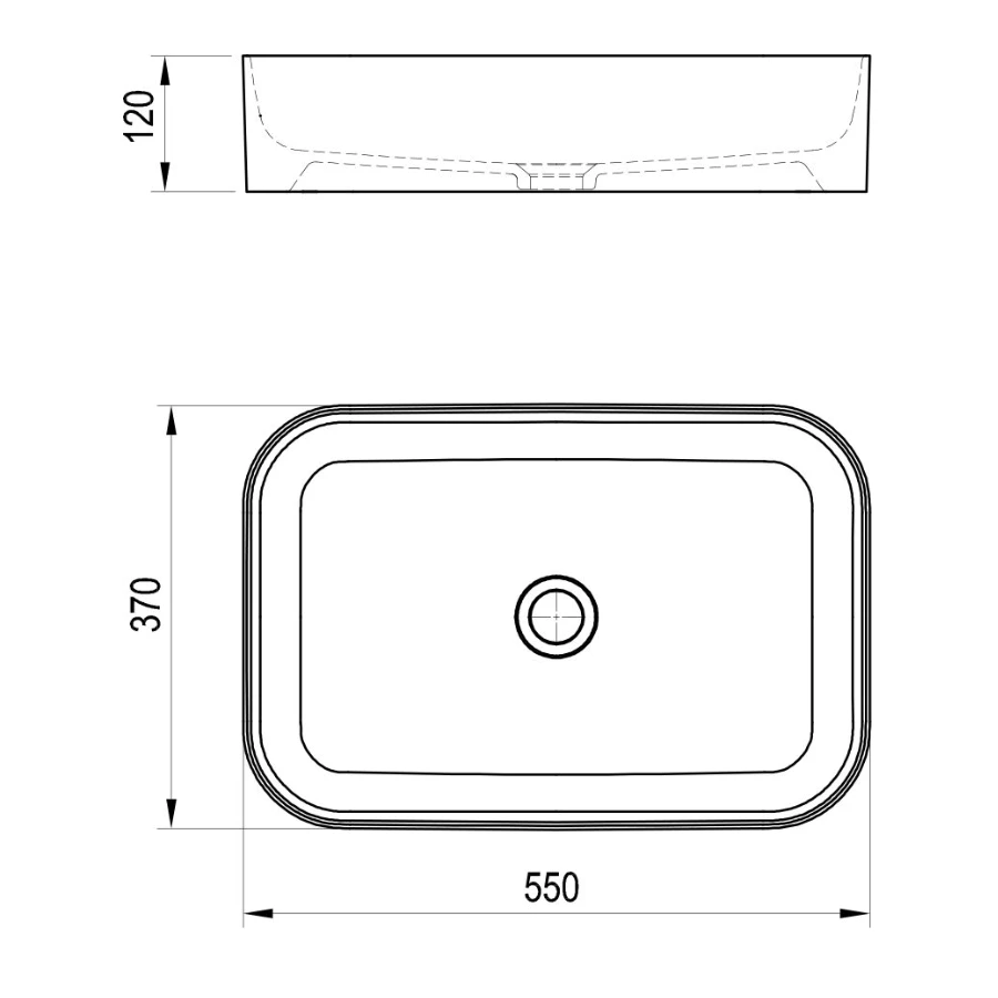 Умывальник Ravak Ceramic 550 r slim черный матовый XJX0D155001