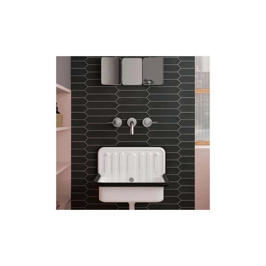 Плитка настенная Equipe Lanse Black 27483 глазурованный матовый черный 25*5 см