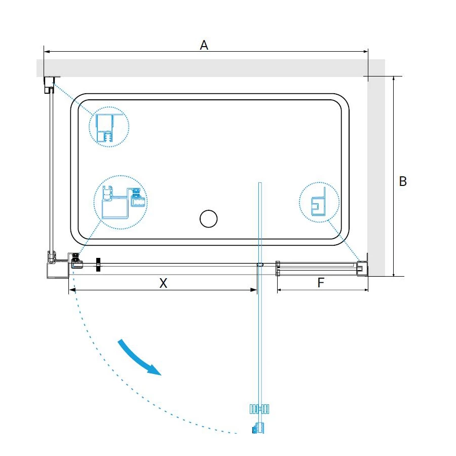 Душевой уголок RGW PA-078B RGW PA-008B + Z-050-2B Прозрачное 350807812-14 1100x1100 мм