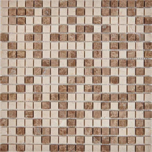 Мозаика Pixel mosaic Мрамор Emperador Light Crema Nova чип 15x15 мм сетка Матовая Pix 275 30,5х30,5 см