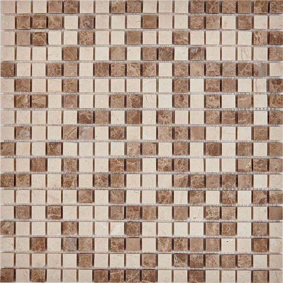 Мозаика Pixel mosaic Мрамор Emperador Light Crema Nova чип 15x15 мм сетка Матовая Pix 275 30,5х30,5 см