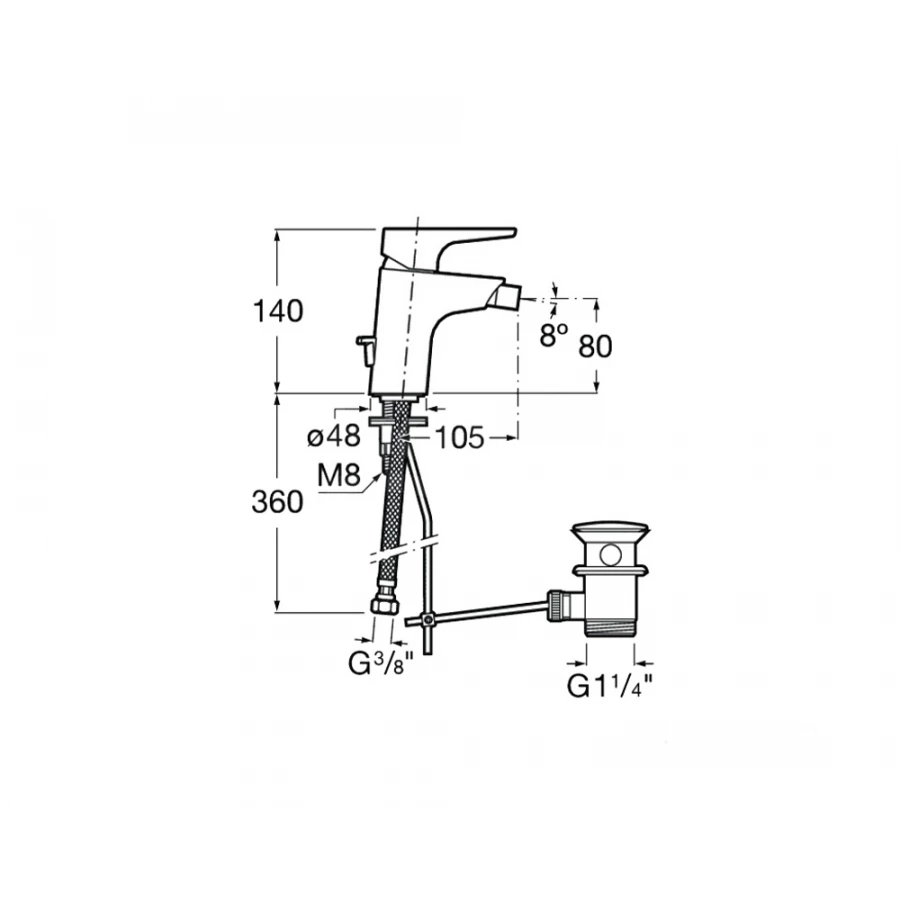 Смеситель для биде Roca Atlas хром A5A6090C0M