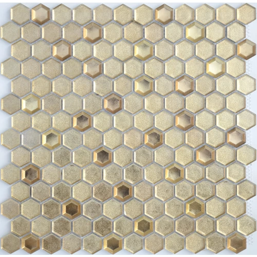 Стеклянная мозаика LeeDo Ceramica Aureo grani hexagon золотистый 30x30 см