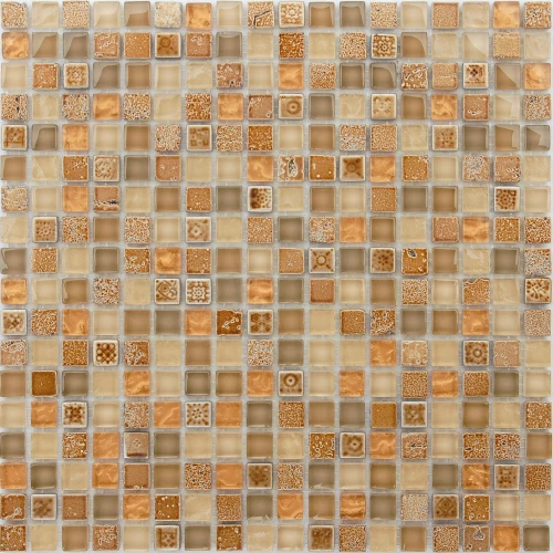 Мозаика из стекла и натурального камня Caramelle Mosaic Cozumel золотистый 30,5x30,5 см