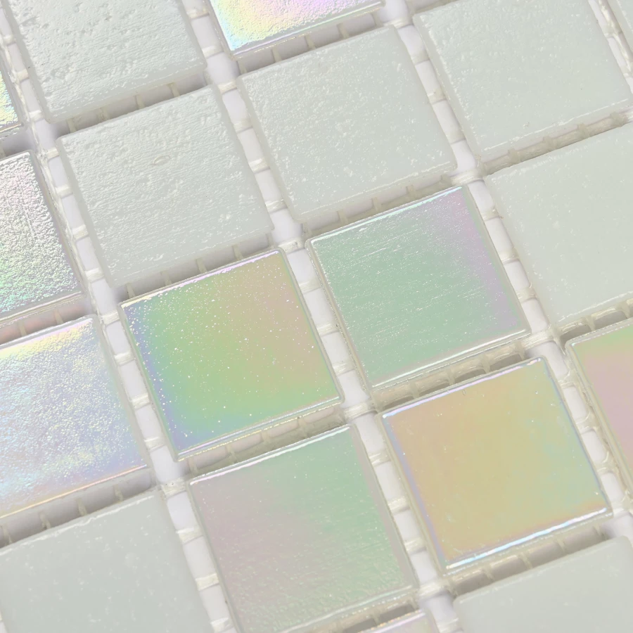 Мозаика Bonaparte Стеклянная мозаика Dana 20х20 глянцевая бело-зеленая 32,7х32,7 см
