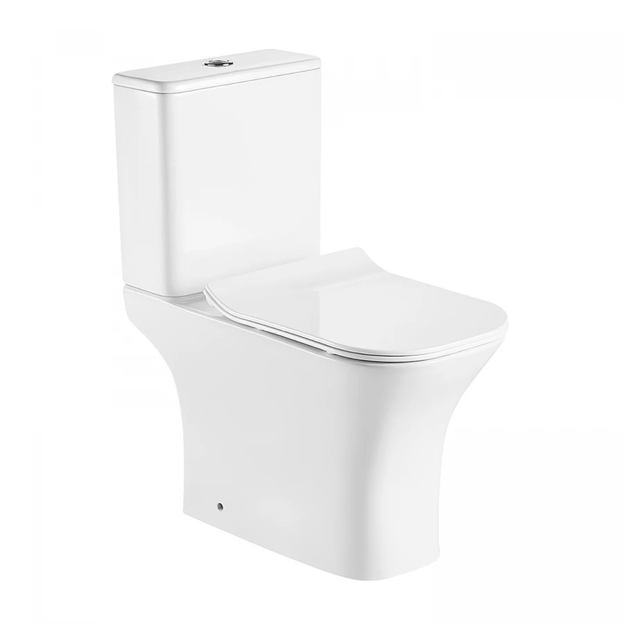 Унитаз напольный Azario Fretta Square безободковый с бачком и сиденьем микролифт AZ-5121 65х34х79 см