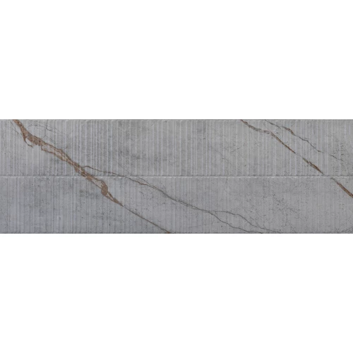 Плитка настенная Eurotile Ceramica Имола / Imola рельефная матовая серая 867 100x32,5 см