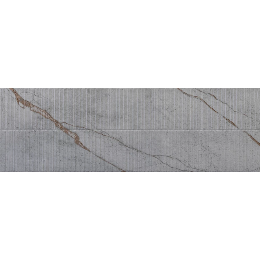 Плитка настенная Eurotile Ceramica Имола / Imola рельефная матовая серая 867 100x32,5 см