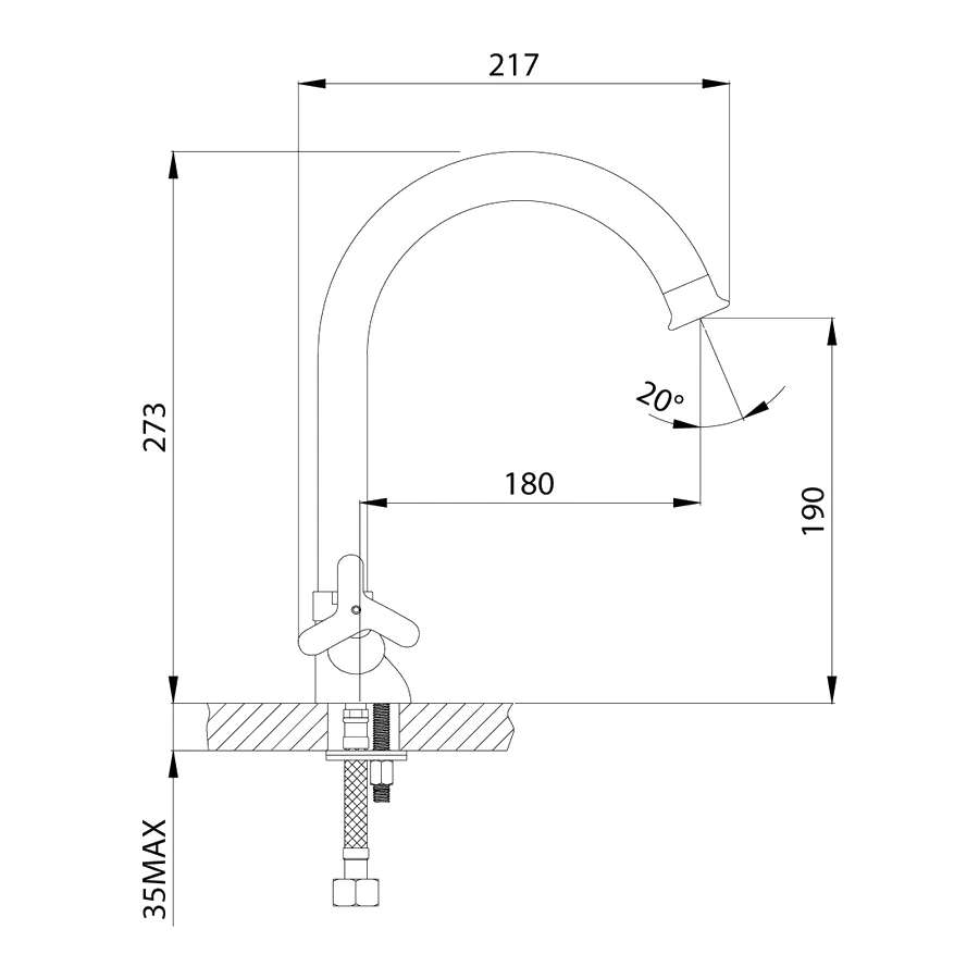 Смеситель для кухонной мойки Rossinka RS40 RS40-72 хром