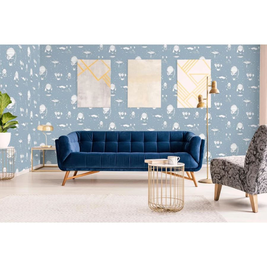 Обои винил на флизелине Grandeco Jack 'n Rose 2024 Jack' n Rose Junior Синий Белый JR 3004 10,05x0,53 м